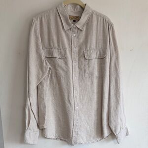 Beige Button-Up Linen Shirt